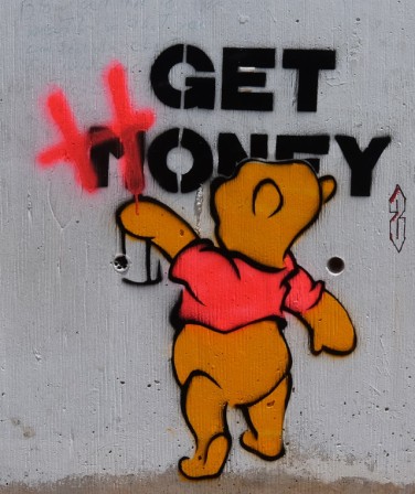 Winnie the poo changing the M to an H in Get Money