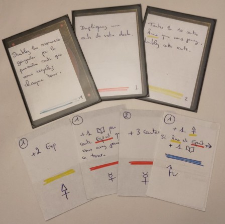 Photo of one of the first paper prototypes of Corpus et Spiritus